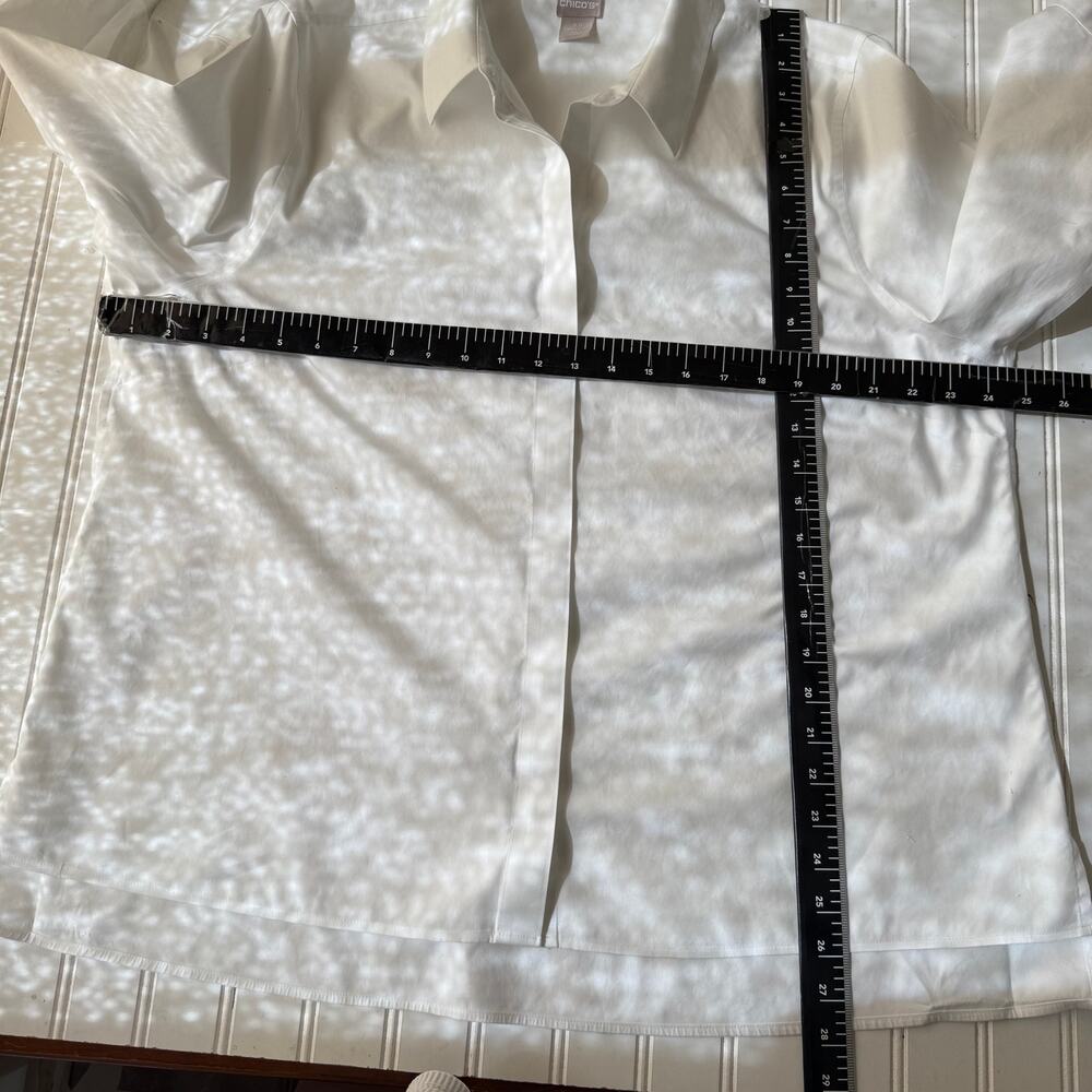 Chico’s No-Iron Stain Shield White Button Front Shirt Size 3.5 (US - Picture 8 of 9